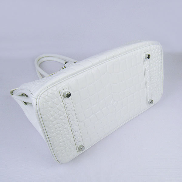 High Quality Fake Hermes Birkin 35CM Max Crocodile Veins Leather Bag White 6089